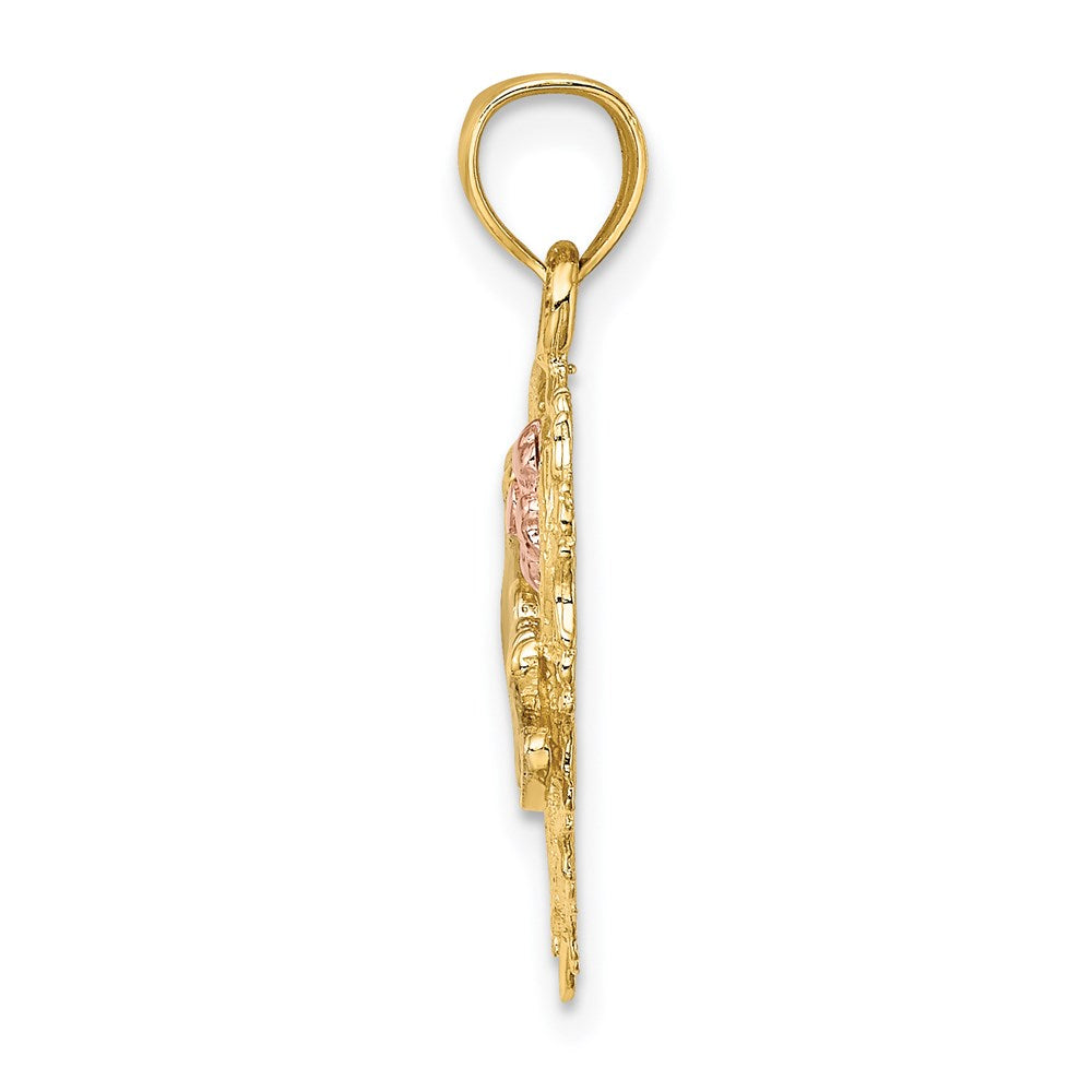 14k Two-tone w/White Rhodium MOM in Heart Charm