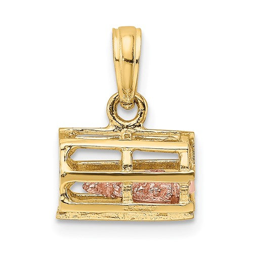 14K Two-Tone Moveable 3-D Lobster(Pink)In Trap