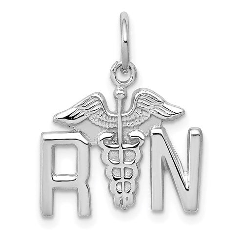14k White Gold RN Charm