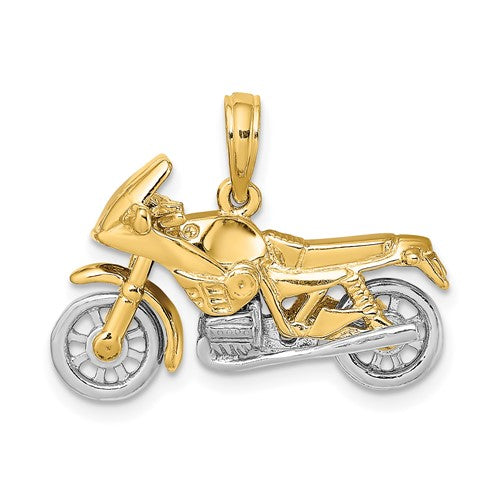 14k Two-tone 3-D Moveable Motorcycle Charm