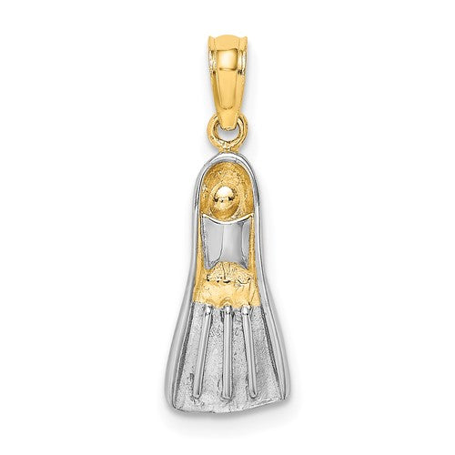 14k Rhodium 3-D Scuba Flipper Charm