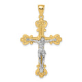 14k Two-Tone Engraved Crucifix Charm