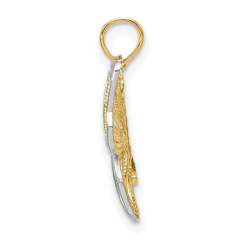 14k w/Rhodium Butterfly w/ White Beaded Wings Charm