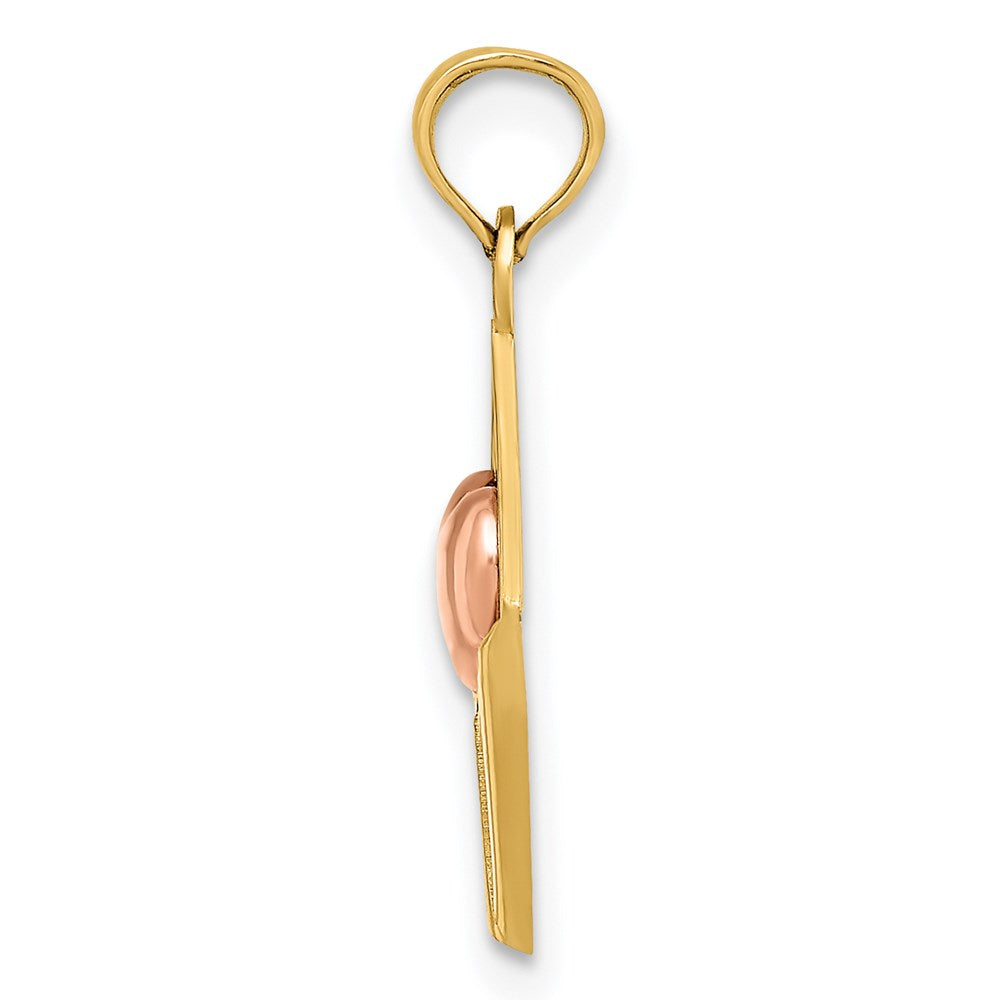 14k Rose and Yellow Gold 3-D XOXO Envelope Heart Charm