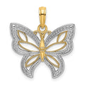 14k w/Rhodium Butterfly w/ White Beaded Wings Charm