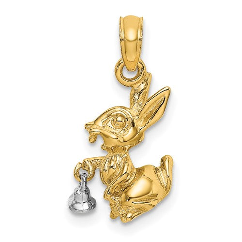 14k Two-Tone Moveable 3-D Bunny Rabbit Charm