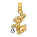 14k Two-Tone Moveable 3-D Bunny Rabbit Charm