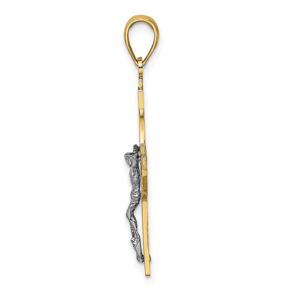 14k Two-tone Celtic Crucifix w/ Eternity Circle Charm