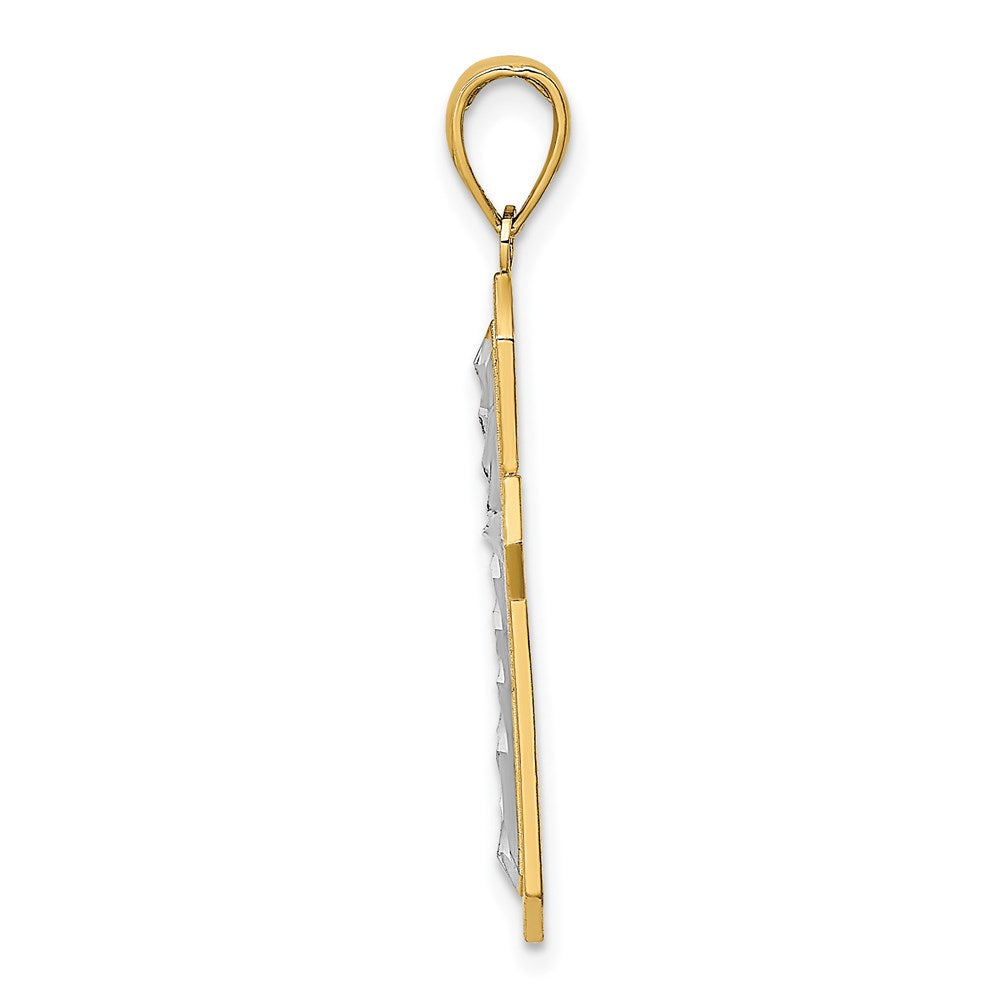 14K W/ Rhodium Center Cross Charm