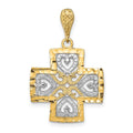 14K w/Rhodium D/C Heart Cross Charm