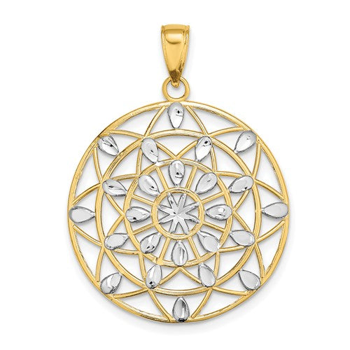 14K w/White Rhodium Cut-Out Diamond-cut Charm