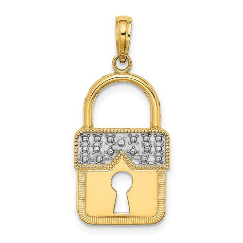 14k w/Rhodium Lock Charm