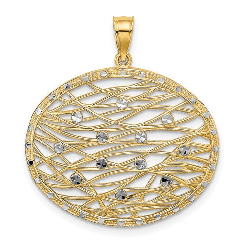 14K w/Rhodium D/C Oval Cut-Out Charm