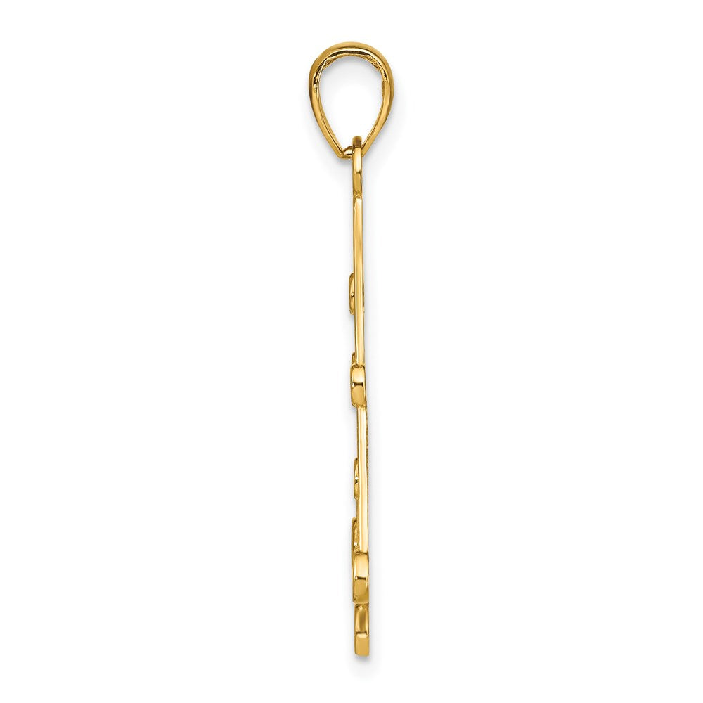 14K w/Rhodium Textured Chandellier Charm