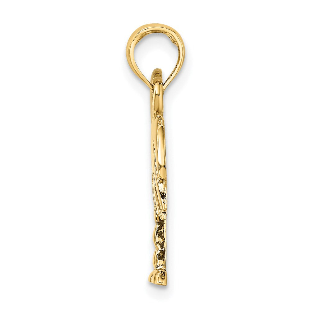 14K W/ Rhodium Polished Charelston Palm Tree Charm