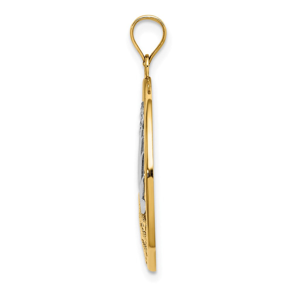 14K /Rhodium Sunsetand Water In CircleCharm