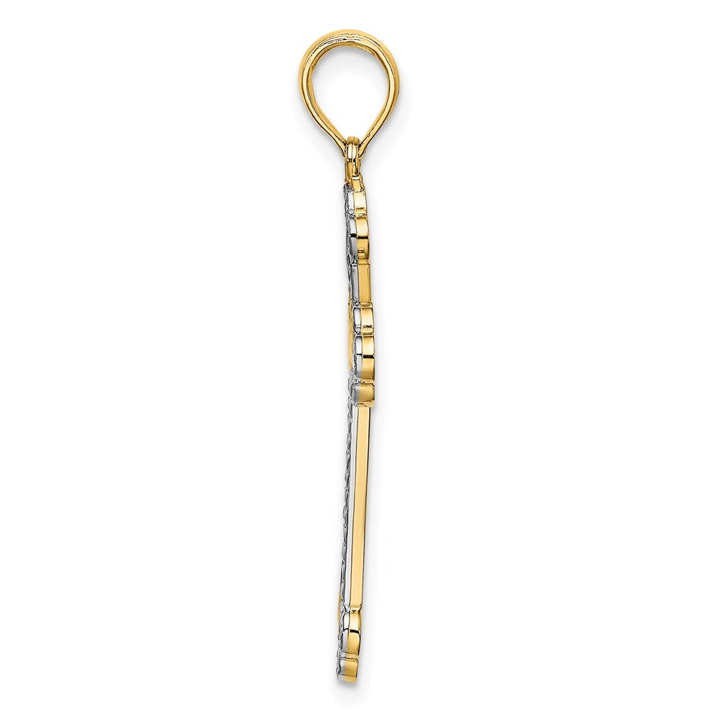 14K W/ Rhodium D/C Reversible Cross Charm