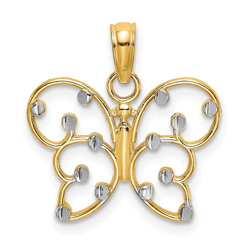 14k w/ Rhodium Butterfly Charm