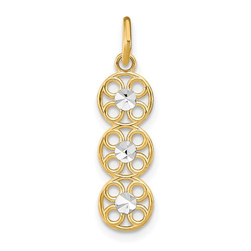 14K w/Rhodium and D/C 3 Circle Charm