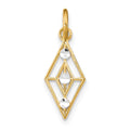 14K w/Rhodium D/C  Diamond Shaped Charm