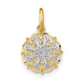 14K w/Rhodium Filigree Hearts Charm