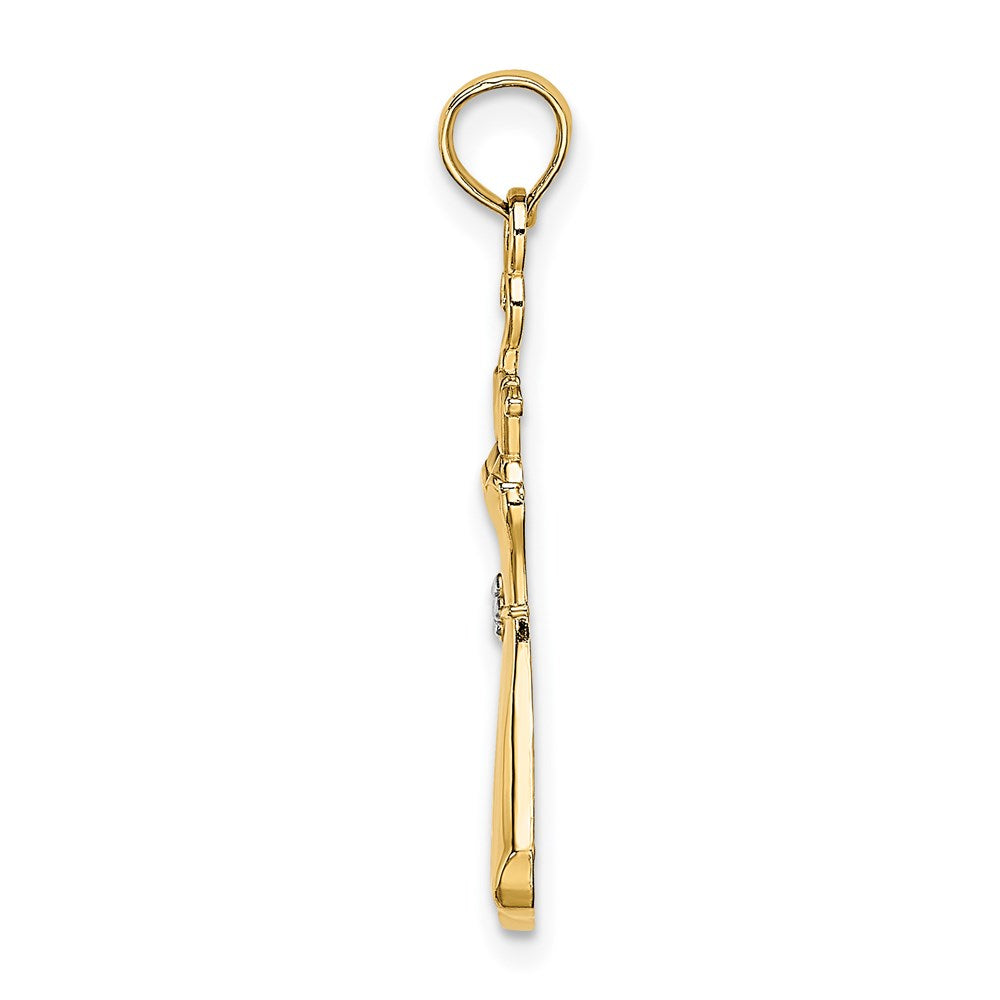 14K w/Rhodium Dress W/ Flower Charm