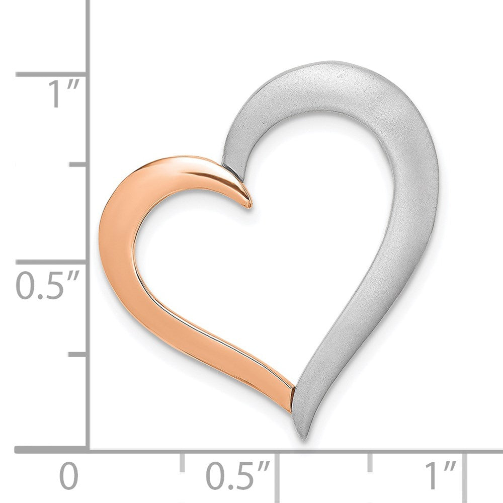 14K Two-tone Polished/Satin Heart Chain Slide