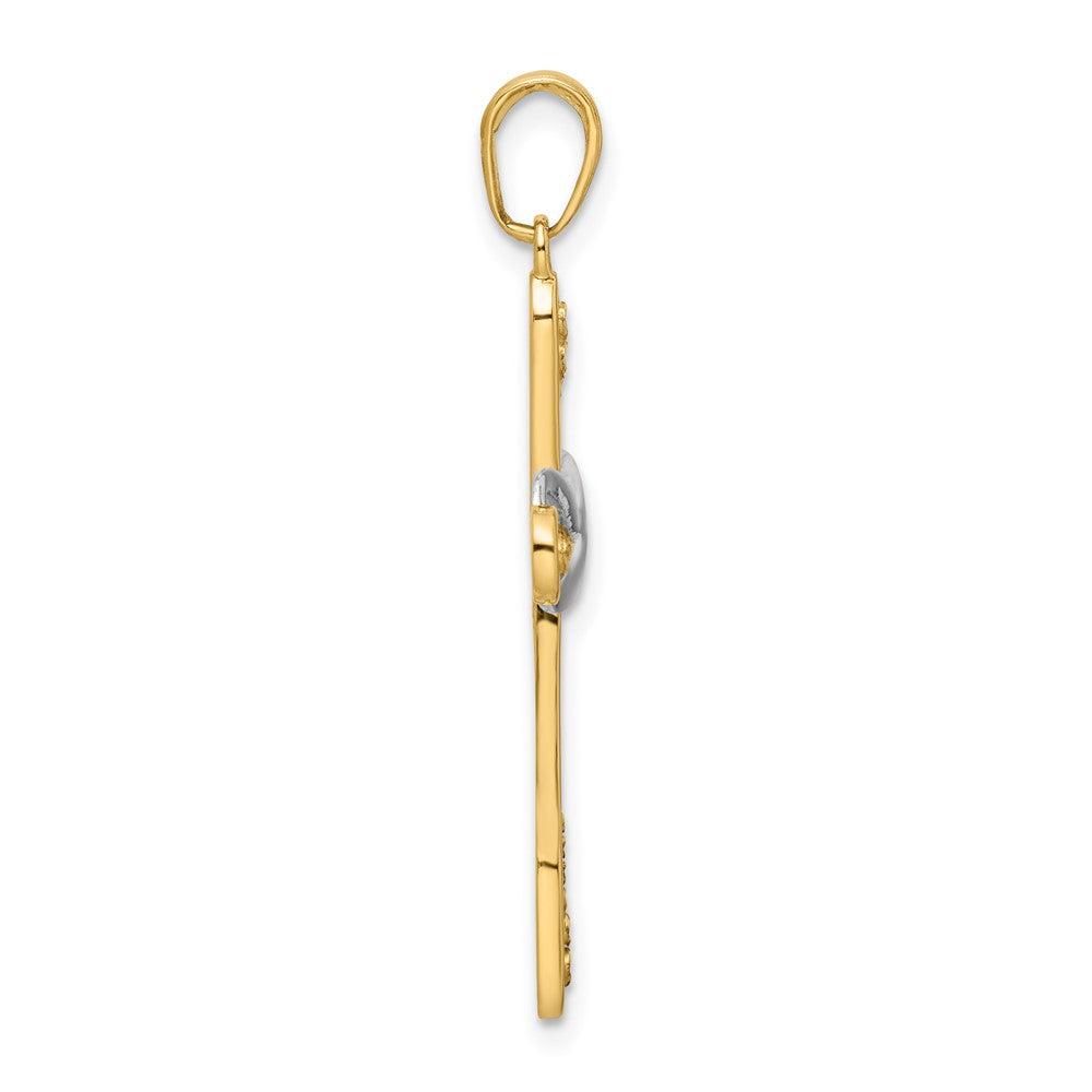 14K w/Rhodium D/C Cross & Infinity Pendant