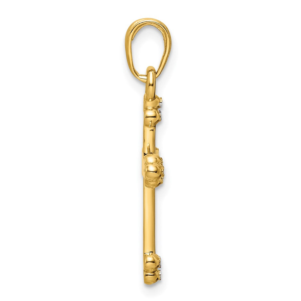 14K w/Rhodium D/C Cross Pendant