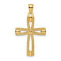 14k Beaded & Polished Cross Pendant
