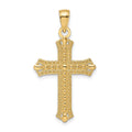 14K Polished & Textured Pointed Ends Fancy Cross Pendant
