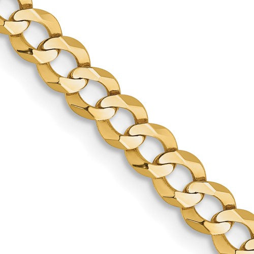 14k 3.7mm Lightweight Flat Cuban Chain