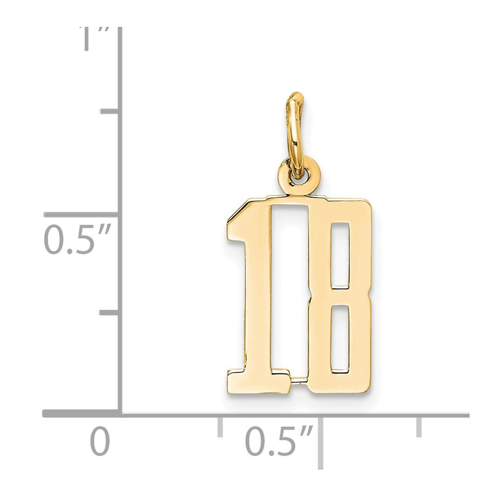 14k Small Elongated Number 18 Charm