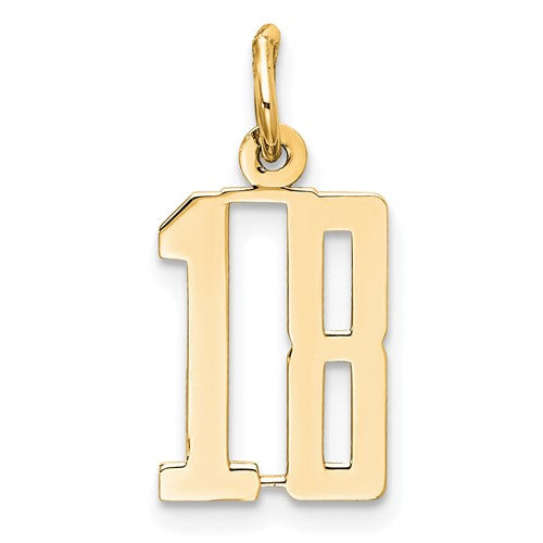 14k Small Elongated Number 18 Charm