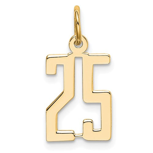 14k Small Elongated Number 25 Charm