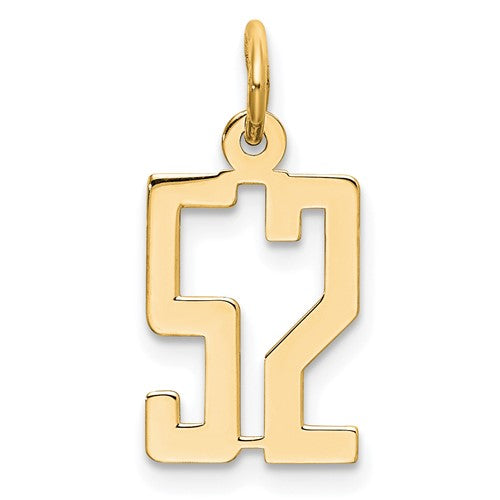 14k Small Elongated Number 52 Charm
