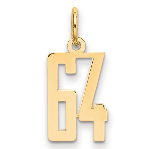 14k Small Elongated Number 64 Charm