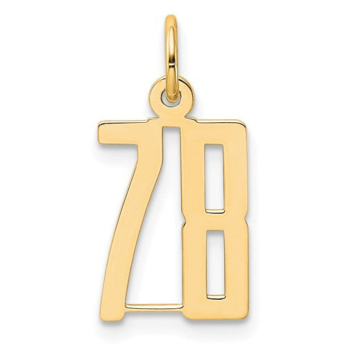 14k Small Elongated Number 78 Charm