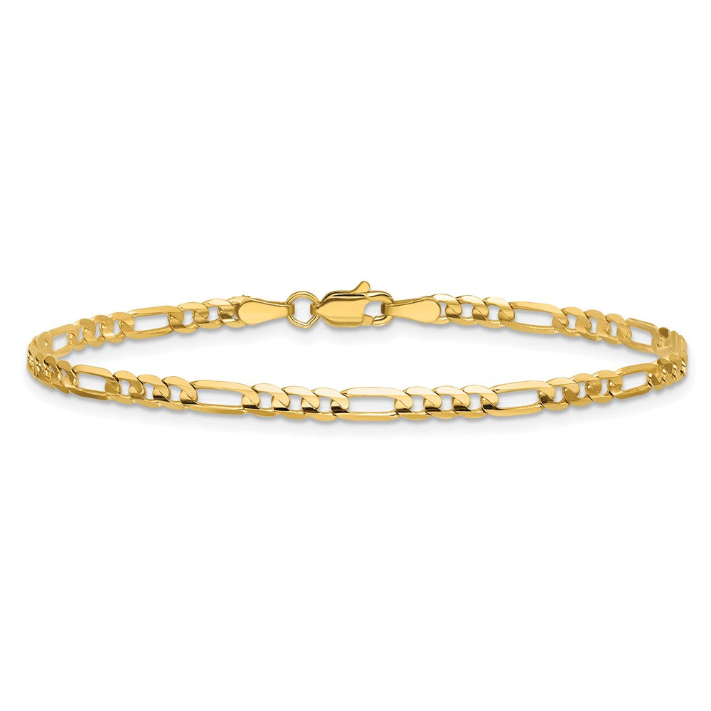 14k 3mm Concave Open Figaro Chain