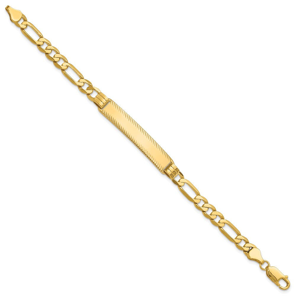 14k Figaro Diamond Cut ID Bracelet