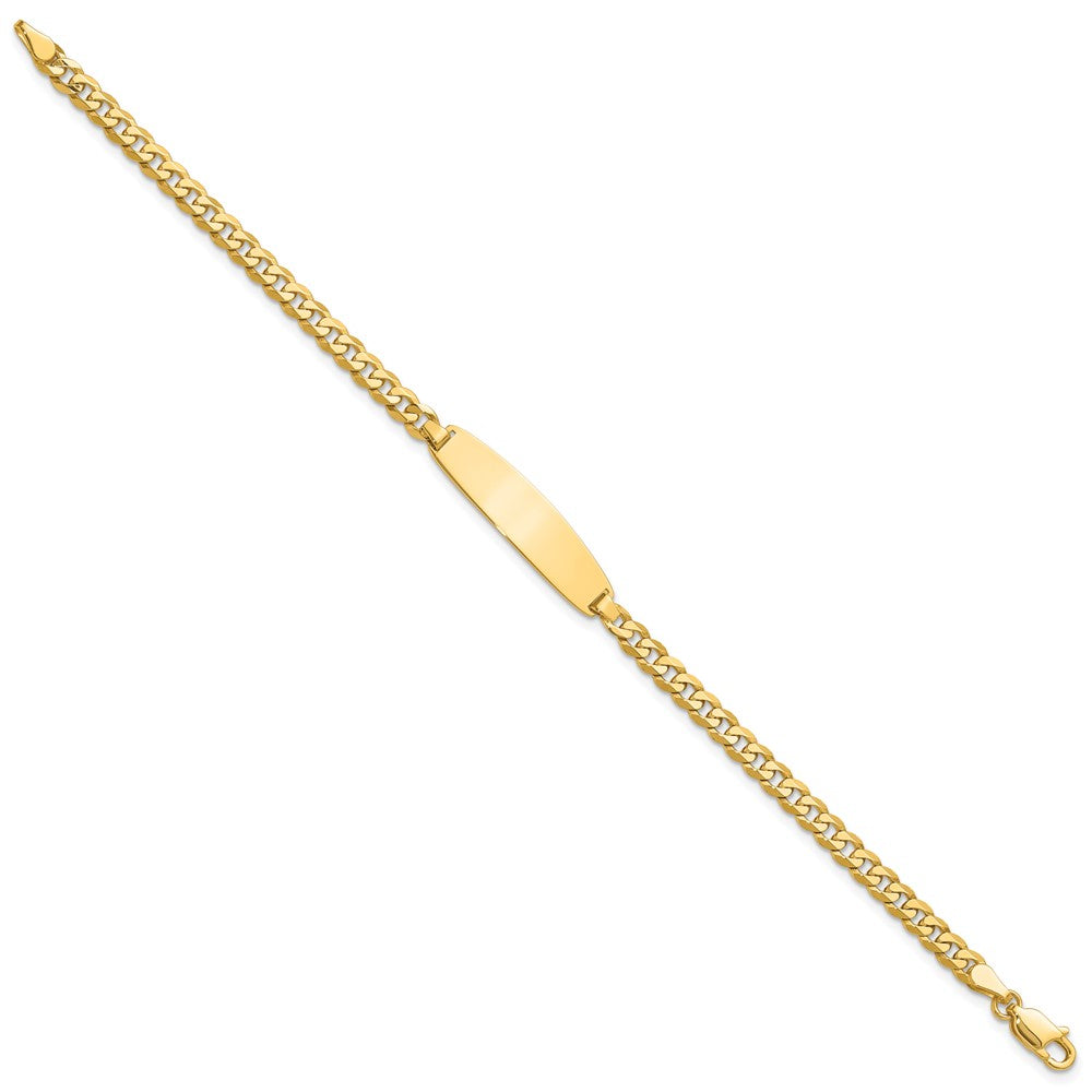 14k Flat Curb Link Rounded ID Bracelet