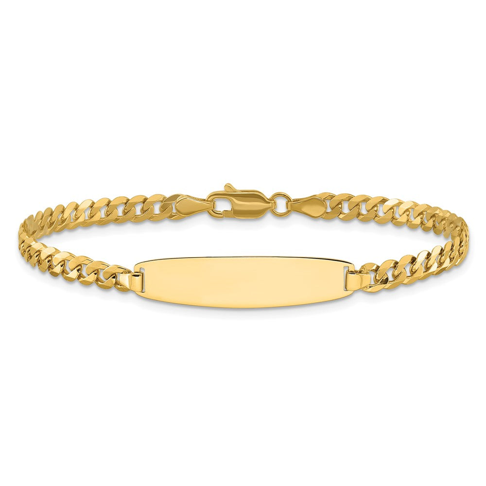 14k Flat Curb Link Rounded ID Bracelet