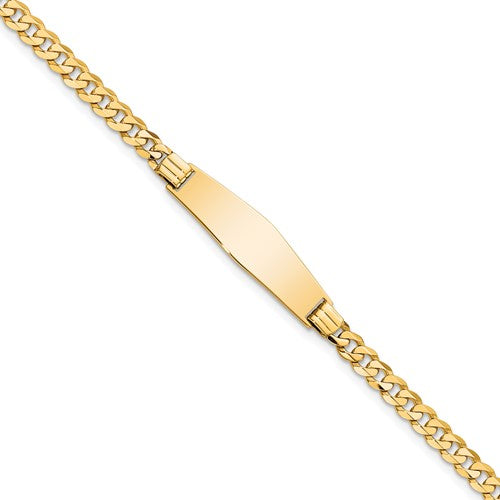 14K Soft Diamond Shape Curb Link ID Bracelet