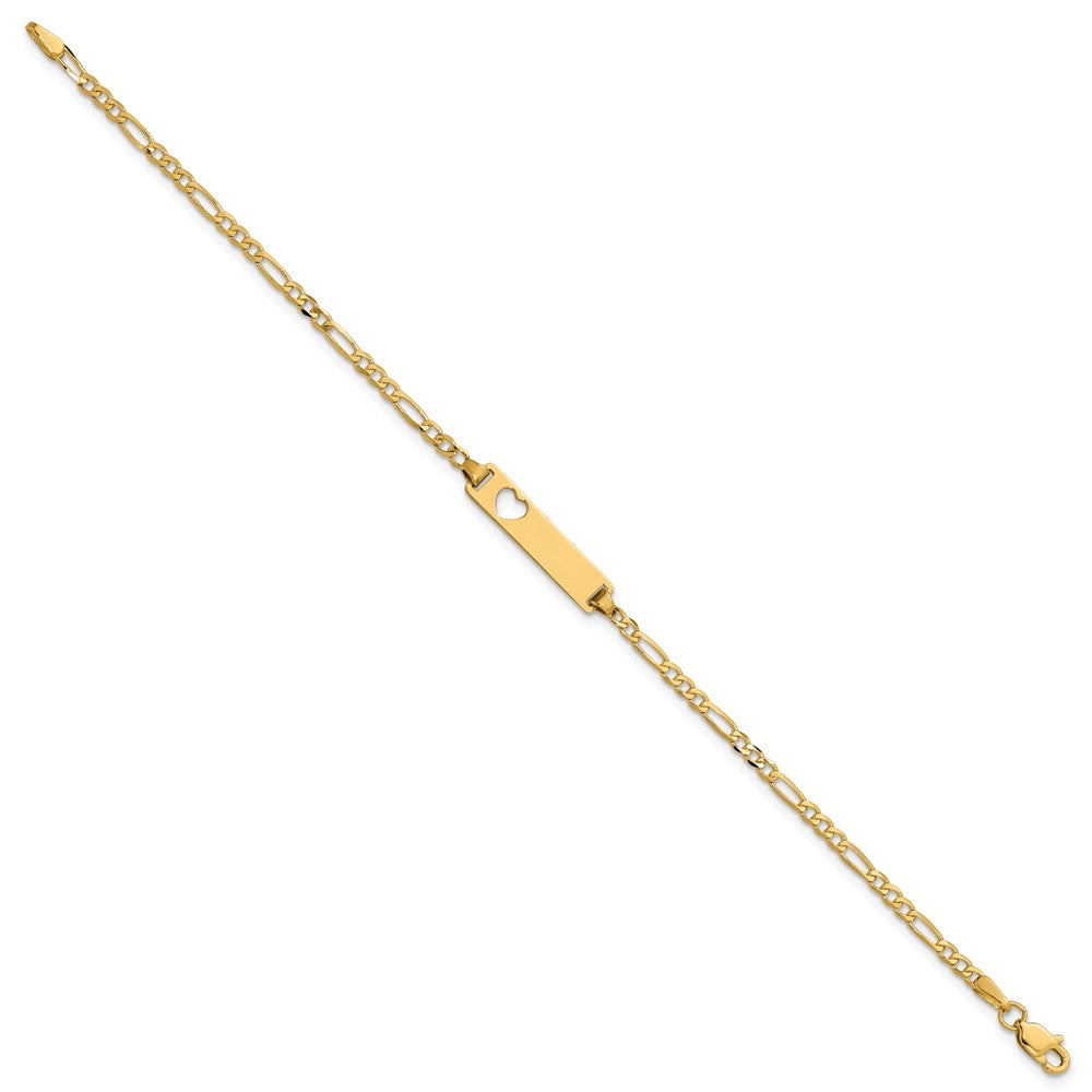 14k Cut-out Heart Figaro Link ID Bracelet