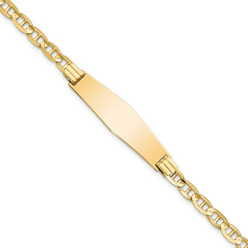 14k Anchor Link Soft Diamond Shape ID Bracelet