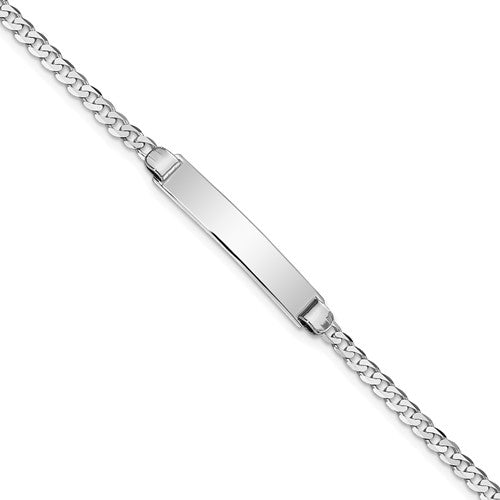 14k WG Flat Curb Link ID Bracelet