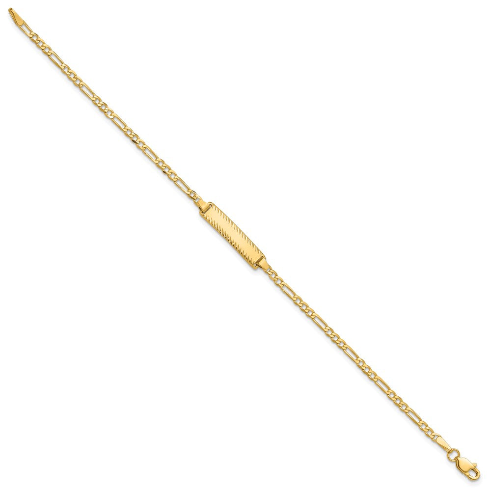 14k Figaro Diamond Cut ID Bracelet