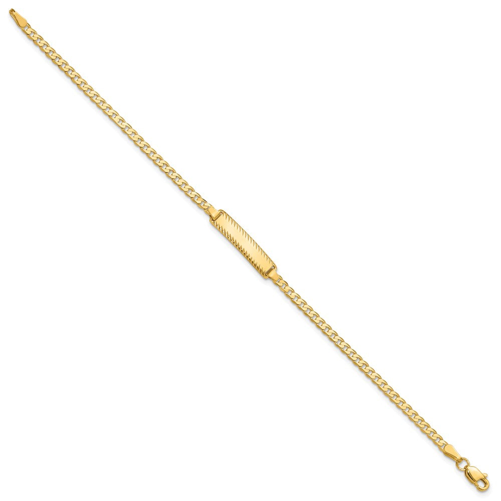 14k Curb Link Diamond Cut ID Bracelet