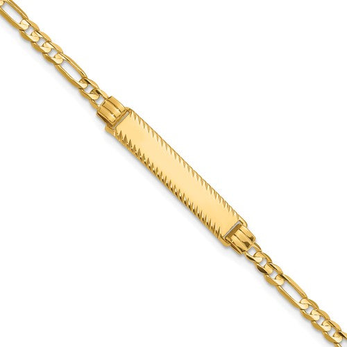 14k 3.0mm Figaro Diamond Cut ID Bracelet