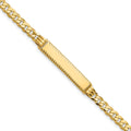 14k Flat Curb Link Diamond Cut ID Bracelet